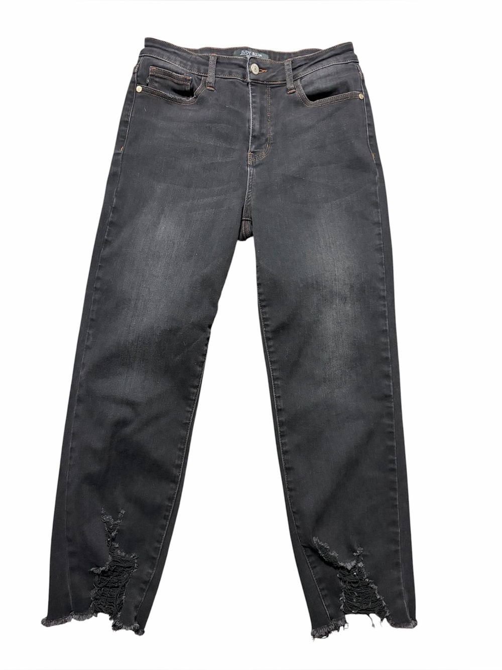 Judy Blue Jeans Women's Size Black Cropped Straight Leg Raw Hem